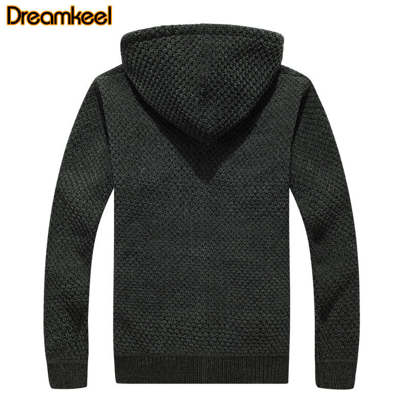 Winter Padded Knitted Sweater Men Cotton Hooded Men's Jacket Thick Velvet Fur Jacket Cardigan Spring Outdoors Mens Sweaters R 201118