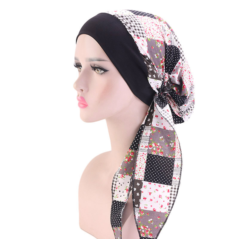 Ladies elastic hair band turban hat rural style cotton hair hat pirate hat Hair Accessories Caps