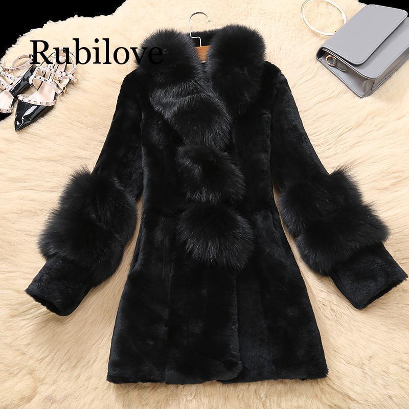 Winter Faux Fur Coats For Women | Warm Sheepskin Coat With Fox Collar Snap Slim Fit Jacket T200915 B1