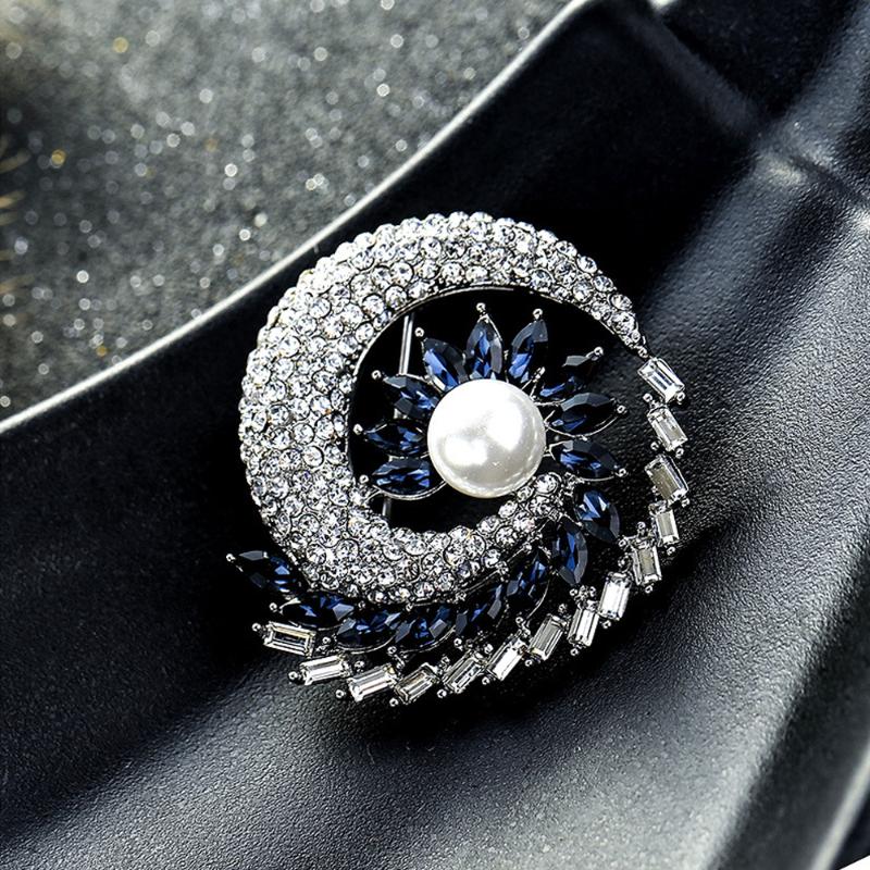 Pins, Brooches Flower Alloy Crystal Female Wear Brooch Gift Women Jewelry Accessories Rhinestone Clothing And Pin