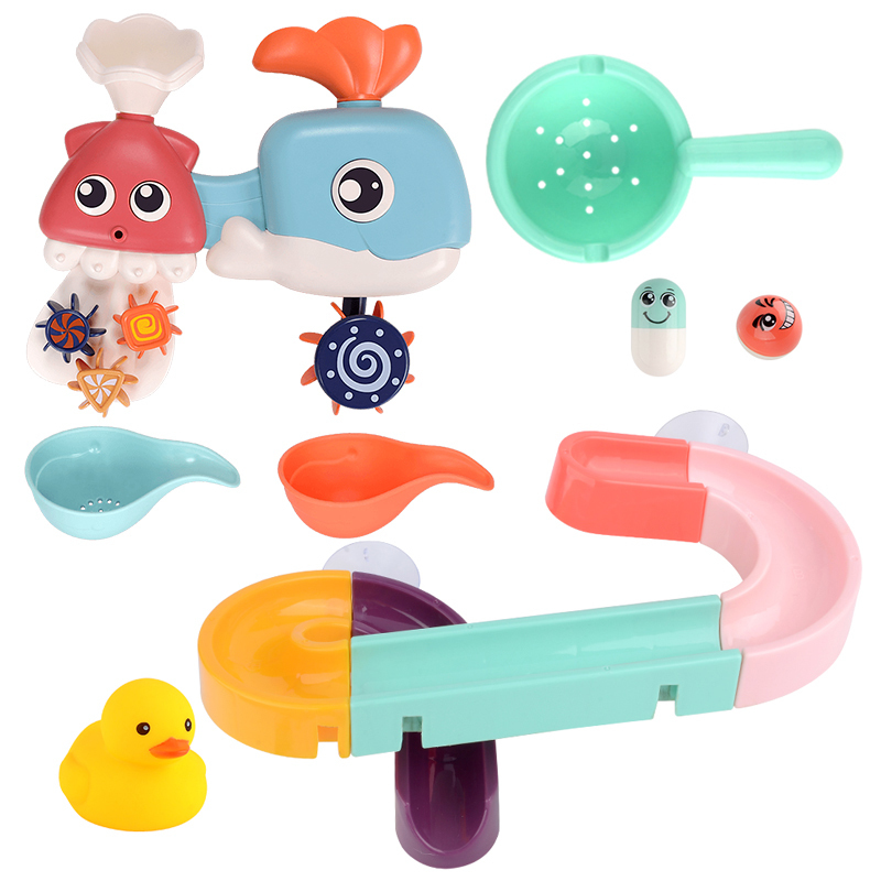Baby Bath Toys Suction Cup Marble Race Orbits Track Kids Bathroom Bathtub Play Water Toy Shower Games Swimming Pool Tools LJ201019