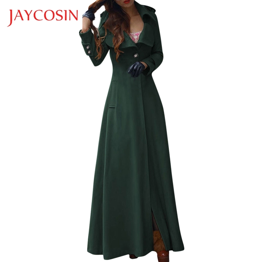 JAYCOSIN Winter Lapel dress, Windbreaker jacket, Long skirt, overcoat, Polyester Button Decorative Jacket To Keep Warm 201027