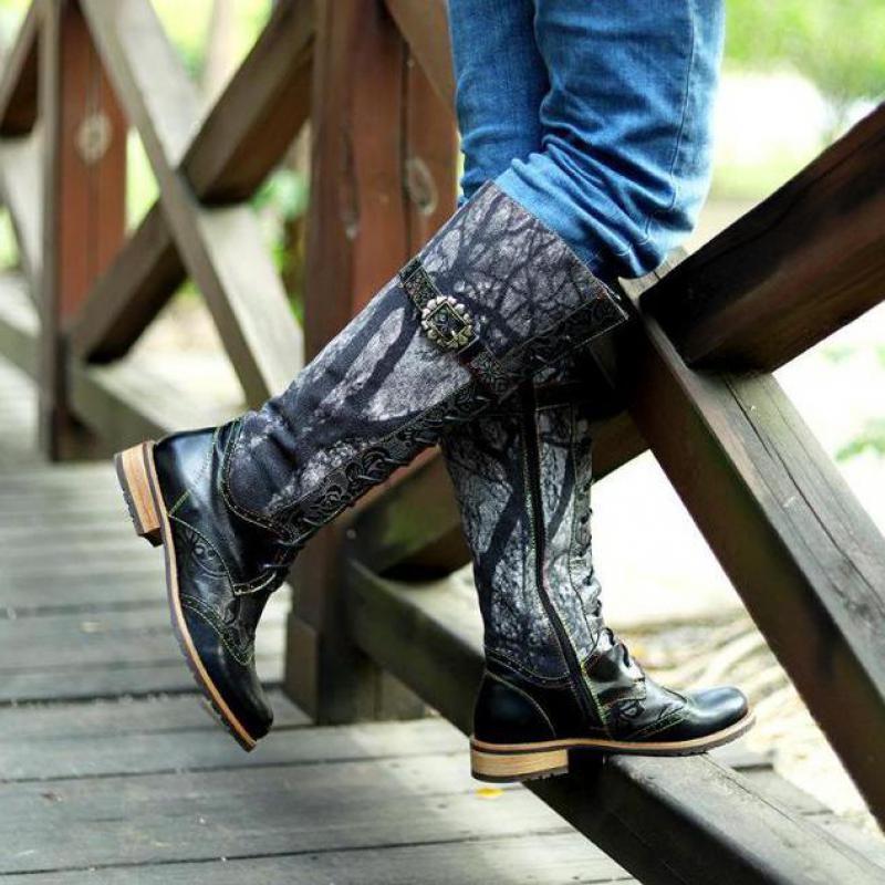 Johnature Women Shoes Hand-painted Platform Boots 2020 New Winter Genuine Leather Zip Round Toe Cross-tied Fabric Women Boots, Black
Johnature Women Shoes Hand-painted Platform Boots 2020 New Winter Genuine Leather Zip Round Toe Cross-tied Fabric Women Boots, Black