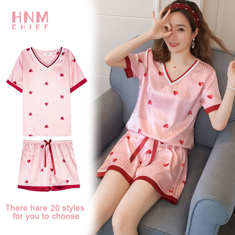 HNMCHIEF Pink Women Sleepwear Set Summer Silk Pajamas Sets V-neck Cute Print Sweet Girl Nightgown Short Pant LJ200921, 16
HNMCHIEF Pink Women Sleepwear Set Summer Silk Pajamas Sets V-neck Cute Print Sweet Girl Nightgown Short Pant LJ200921, 16