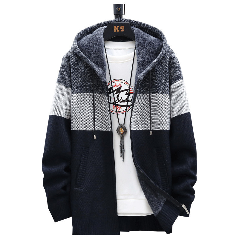 winter Men's high quality Knitted thicken Mens Coats Hood Male Sweater Casual Keep warm Male Cardigan Sweaters Men 201028