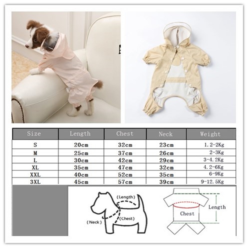 Cute Raincoat Cat Hooded Rain Coat for Small Medium Big Pet Pointed Dog Clothes Waterproof Jacket with Hat Yorkie Teddy 201223 Free shipping