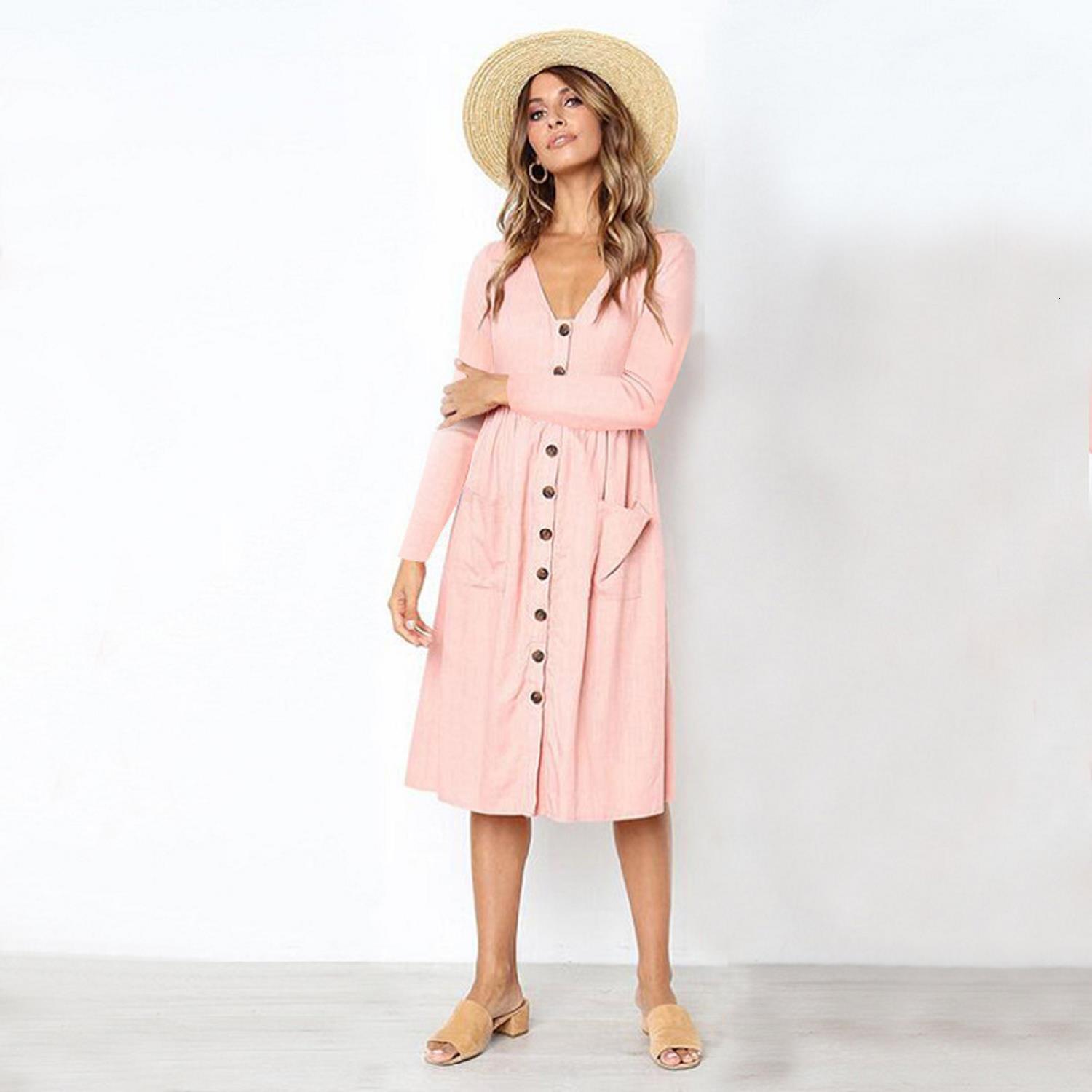 2021 New Fashion Women Midi Solid Pocket Exy Long Sleeve Button Pink Office Lady Deep V-neck Es for Female Qnqe, Pink dress
2021 New Fashion Women Midi Solid Pocket Exy Long Sleeve Button Pink Office Lady Deep V-neck Es for Female Qnqe, Pink dress