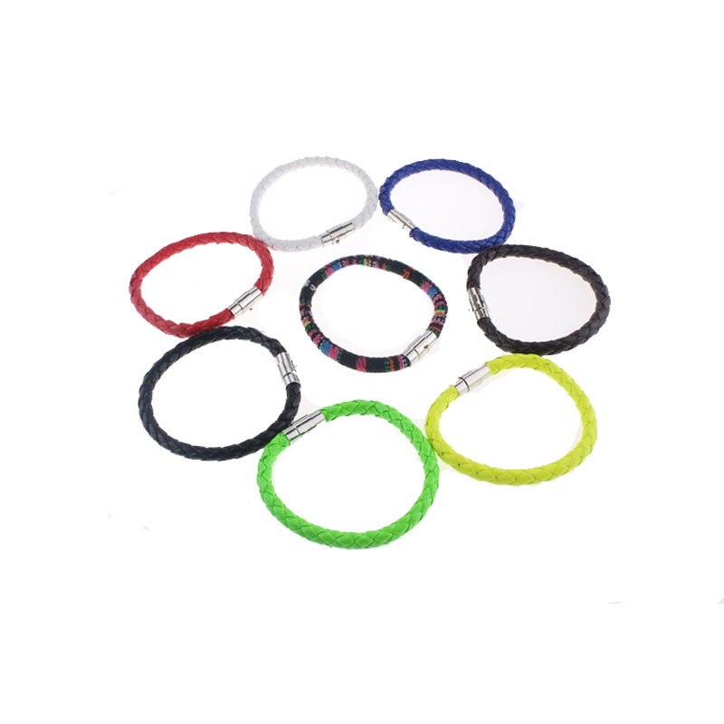 Titanium Steel Men Magnetic Buckle Genuine Leather Braid Bracelet In 20cm for Man Bangle Charm Couple Bracelet Jewel rope bracelets
