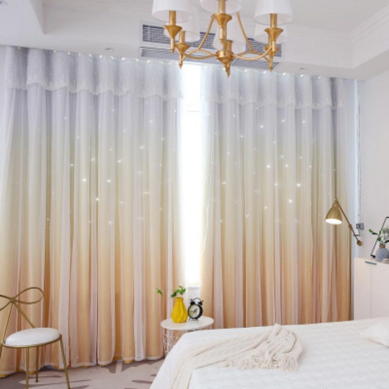 Modern style gradient silky curtains romantic starry sky stars double curtains cotton and linen fabrics plus soft screens, Rose red
Modern style gradient silky curtains romantic starry sky stars double curtains cotton and linen fabrics plus soft screens, Rose red