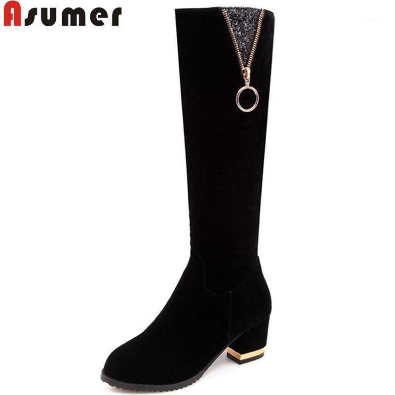 ASUMER big size 34-43 fashion autumn winter boots women rhinestone zip knee high boots thick high heels flock ladies shoes1, Black
ASUMER big size 34-43 fashion autumn winter boots women rhinestone zip knee high boots thick high heels flock ladies shoes1, Black