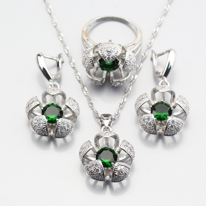 Earrings & Necklace Selling Three-Dimensional Silver Color Green Created Emerald Flower Jewelry Sets For Women Ring 6/7/8/9/10 JS390, As pic
Earrings & Necklace Selling Three-Dimensional Silver Color Green Created Emerald Flower Jewelry Sets For Women Ring 6/7/8/9/10 JS390, As pic