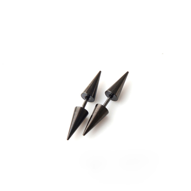 Hip Hop Colorful Ear Clip Stud Earrings Punk Men's Stainless Steel Cone Puncture Earrings Jewelry Men Women Wholesale