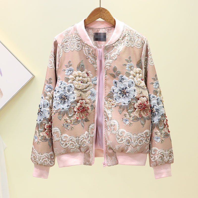 2021 Portrait Female New European Spring Loose Jacquard Beading Palace Luxury Bomber Chic Floral Embroidered Pink Jacket L8WY
2021 Portrait Female New European Spring Loose Jacquard Beading Palace Luxury Bomber Chic Floral Embroidered Pink Jacket L8WY