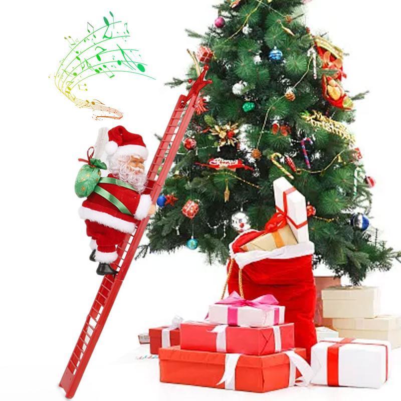 Christmas Santa Claus Electric Climbing Ladder Doll Music Creative Decor Kid Toy Gift Xmas Tree Hanging Ornament 201028