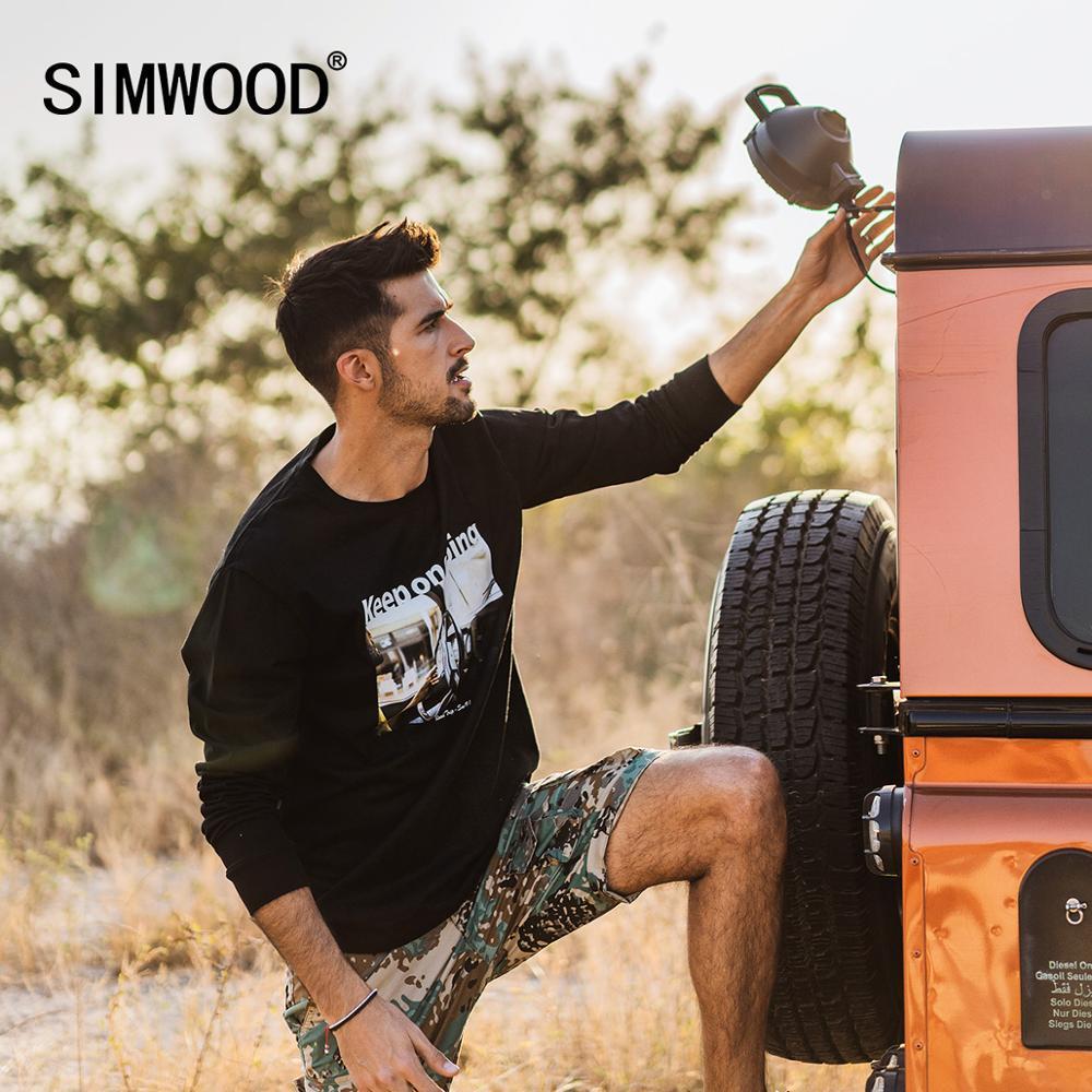 SIMWOOD Autumn new long sleeve t-shirt men fashion pattern print 100% cotton comfortable tops fashion tees 201203