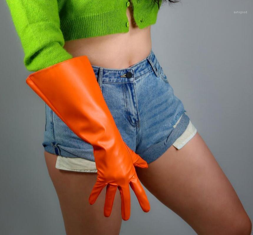 Five Fingers Gloves Women's Fashion Wide Sleeve Faux Pu Leather Glove Lady's Club Performance Formal Party Orange Color 38cm R2574
Five Fingers Gloves Women's Fashion Wide Sleeve Faux Pu Leather Glove Lady's Club Performance Formal Party Orange Color 38cm R2574