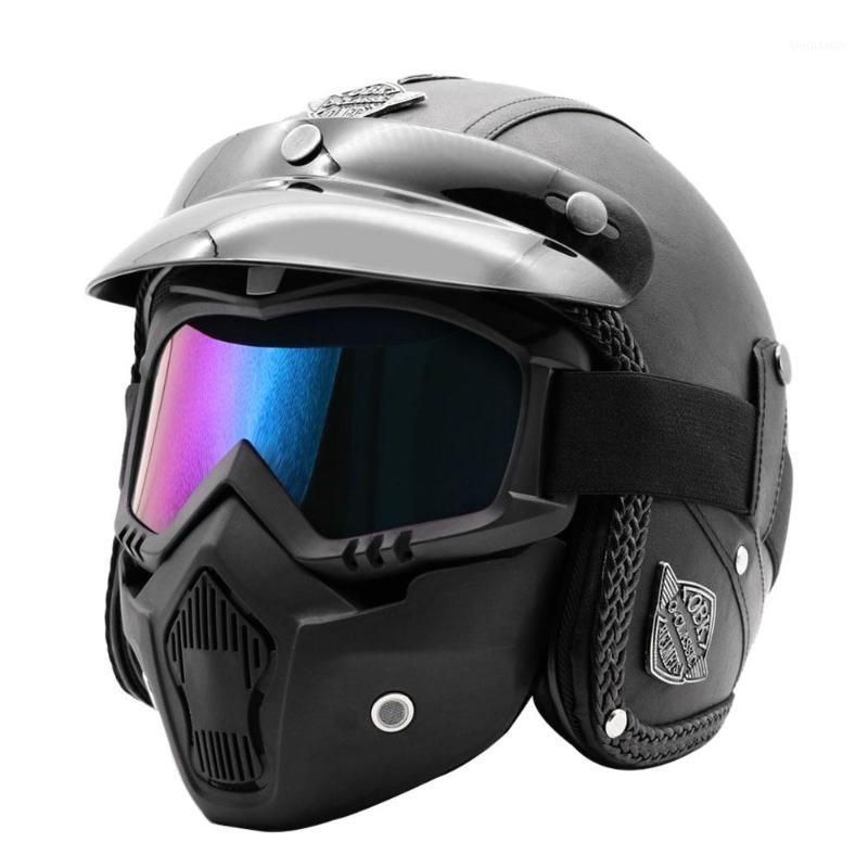 PU Leather 3/4 Open Face Motorcycle Chopper Bike Helmet with Goggle Mask Cycling Equipment Cycling Caps1, Green
PU Leather 3/4 Open Face Motorcycle Chopper Bike Helmet with Goggle Mask Cycling Equipment Cycling Caps1, Green