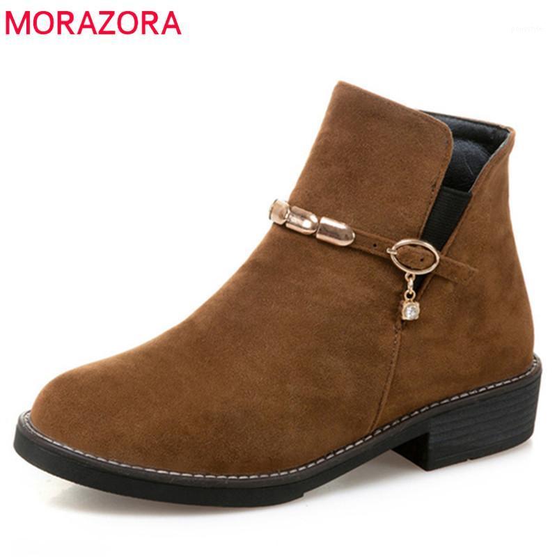 MORAZORA 2020 new arrival ankle boots for women zipper fashion buckle autumn winter shoes flock round toe punk boots1, Black
MORAZORA 2020 new arrival ankle boots for women zipper fashion buckle autumn winter shoes flock round toe punk boots1, Black