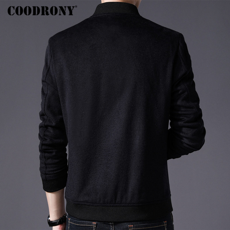 COODRONY Men Coat Winter Thick Warm Wool Coat Men Clothes Slim Fit Pea Coat Mandarin Collar Jacket Overcoat Mens Coats C004 201127