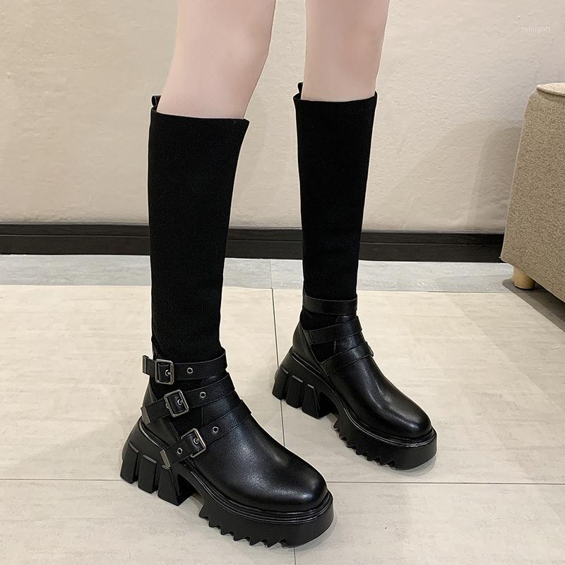 Rimocy Fashion Double Buckle Platform Knee High Boots Women Chunky Wedges Thigh High Sock Boots Woman Elastic Pu Leather Botas1, Black
Rimocy Fashion Double Buckle Platform Knee High Boots Women Chunky Wedges Thigh High Sock Boots Woman Elastic Pu Leather Botas1, Black