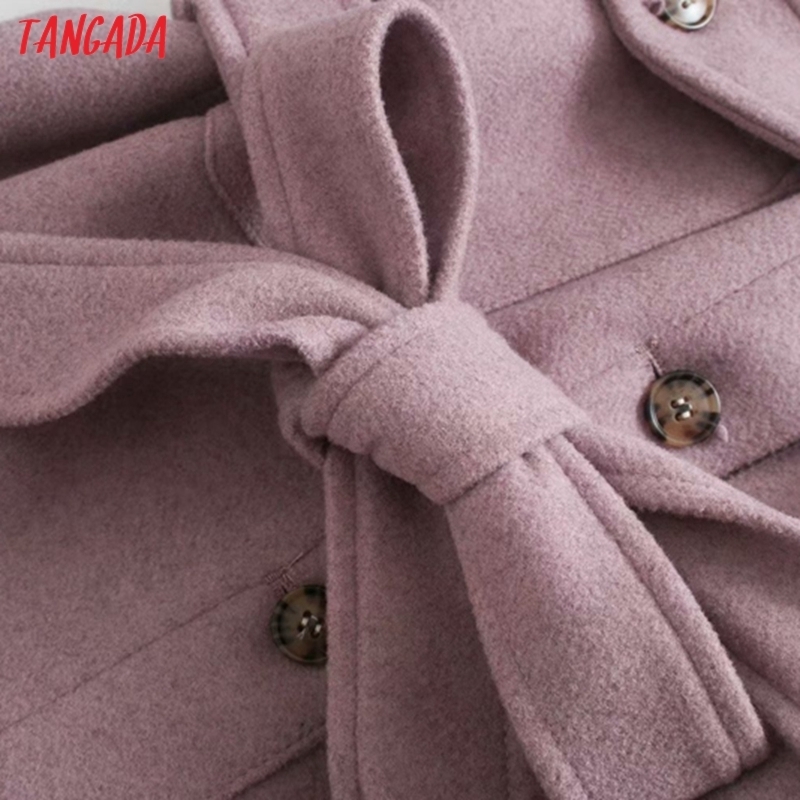 Tangada Women Thick Wool Coats Jacket With Slash Long sleeves pocket Ladies Elegant Autumn Winter coat 4M55 201112