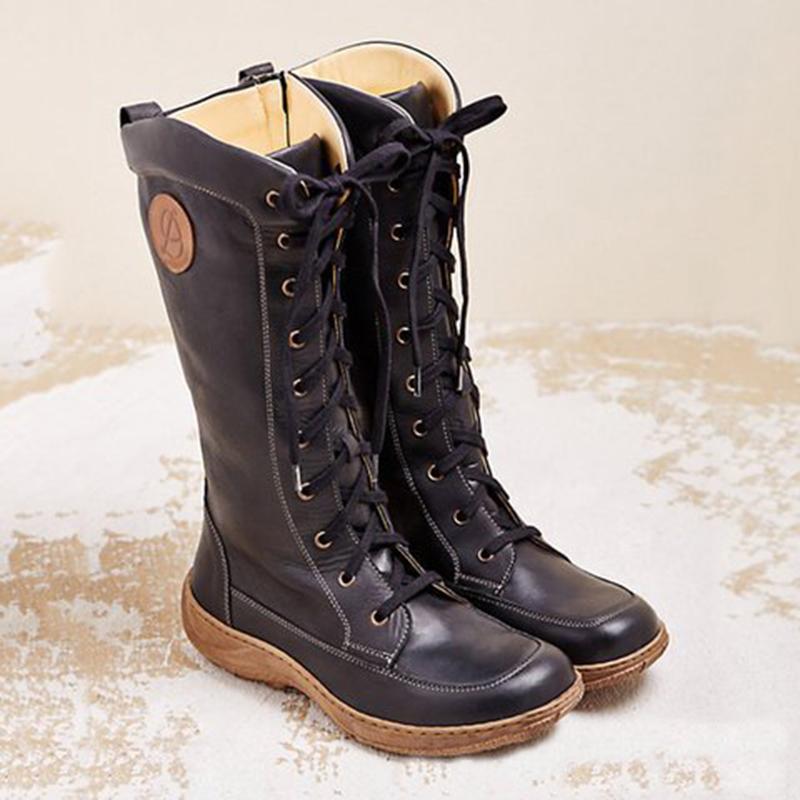 2021 Women Autumn Vintage Zipper Lace Up Mid-Calf Boots Ladies Retro Leather Shoes Woman High Top Shoes Women's Female Fashion, Wine red
2021 Women Autumn Vintage Zipper Lace Up Mid-Calf Boots Ladies Retro Leather Shoes Woman High Top Shoes Women's Female Fashion, Wine red