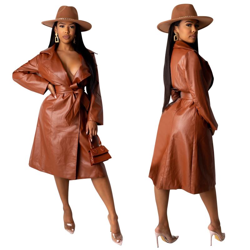 HAOOHU 2020 new women' faux leather coats fahsion trends high street solid long sleeve Sashes slim elegant coats and jackets, Brown
HAOOHU 2020 new women' faux leather coats fahsion trends high street solid long sleeve Sashes slim elegant coats and jackets, Brown