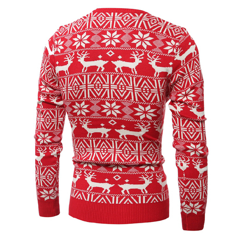 MJARTORIA New Christmas Style Men Autumn Winter Pullover Sweater Deer Printed Long Sleeve Thicken Warm O-Neck Sweaters Men 201022