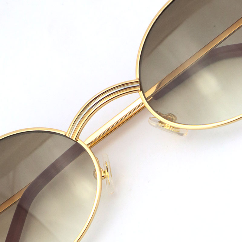 Wholesale Larger 1186111 Metal Sunglasses Exquisite Both men and women Adumbral Glasses UV40 Lens Size:55-22-140mm sier gold frame Eyewear Round Eyegl