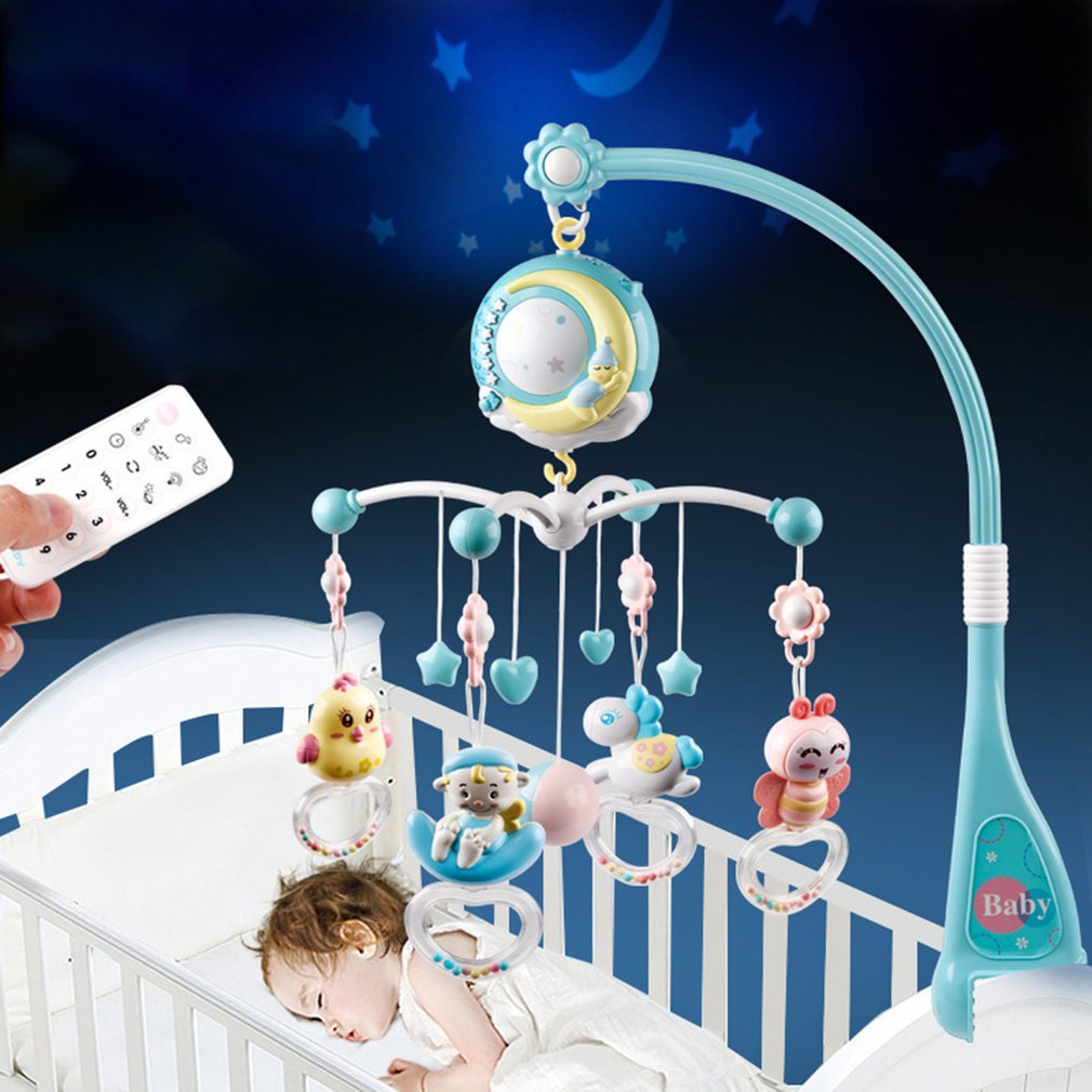 Baby Rattles Crib Mobiles Toy Holder Rotating Mobile Bed Bell Musical Box Projection 0-18 Months Newborn Infant Baby Boy Toys 201224