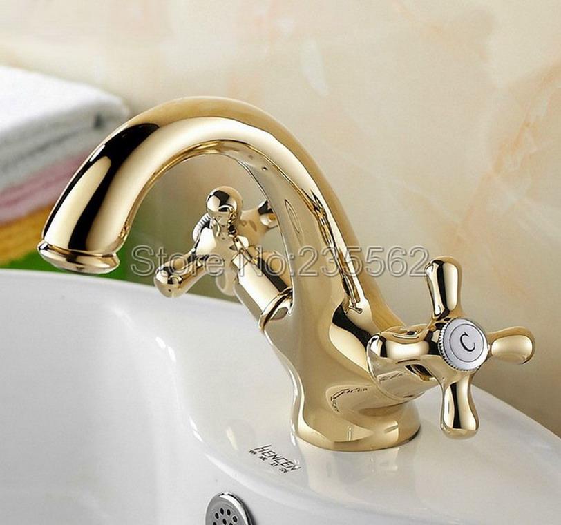 Double Handle Bathroom Faucets Gold Color Brass Deck Mounted Single Hole Kitchen Bathroom Basin Mixer Tap Lnf172
Double Handle Bathroom Faucets Gold Color Brass Deck Mounted Single Hole Kitchen Bathroom Basin Mixer Tap Lnf172
