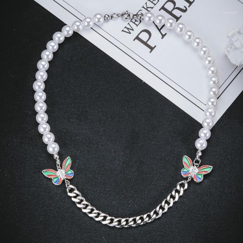 Chokers Hip Hop Stainless Steel Colorful Butterfly Fake Pearl Splicing Choker Necklace Punk Vintage Fashion Perle Pendant 1
Chokers Hip Hop Stainless Steel Colorful Butterfly Fake Pearl Splicing Choker Necklace Punk Vintage Fashion Perle Pendant 1