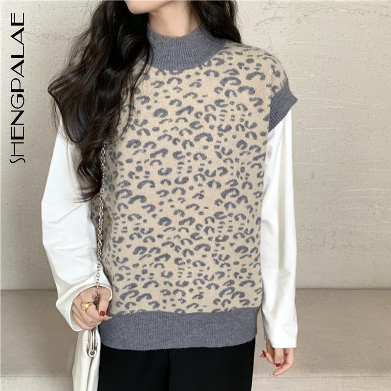 SHENGPALAE Leopard Waistcoat Women's Autumn New Half High Collar Double Sleeveless Knitted Sweater Vest Fashion 2021 Trend 5A440, Black
SHENGPALAE Leopard Waistcoat Women's Autumn New Half High Collar Double Sleeveless Knitted Sweater Vest Fashion 2021 Trend 5A440, Black