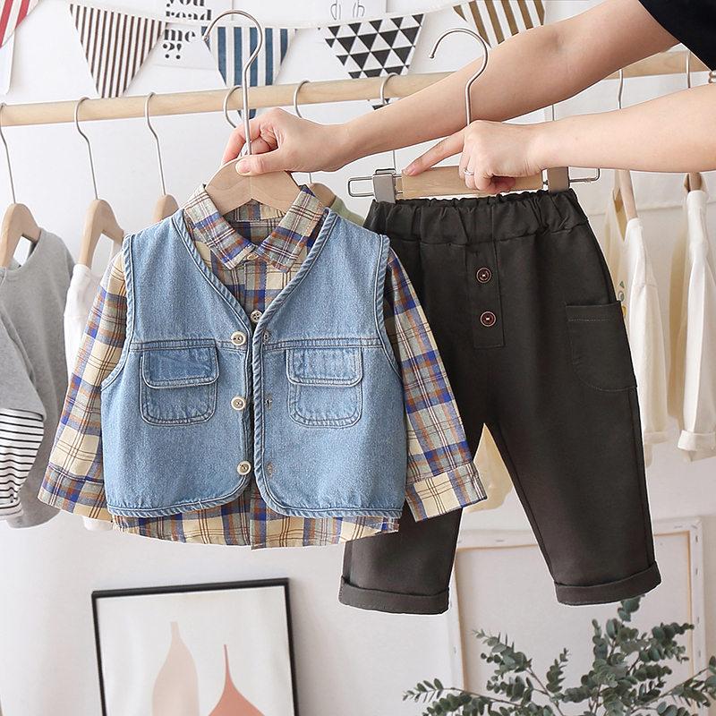2021 New Children Cotton Clothes Baby Boy Spring Autumn Plaid T Shirts Denim Vest Pants 3Pcs/sets Infant Kid Fashion Toddler Set, Yh s niuzai3 blue
2021 New Children Cotton Clothes Baby Boy Spring Autumn Plaid T Shirts Denim Vest Pants 3Pcs/sets Infant Kid Fashion Toddler Set, Yh s niuzai3 blue