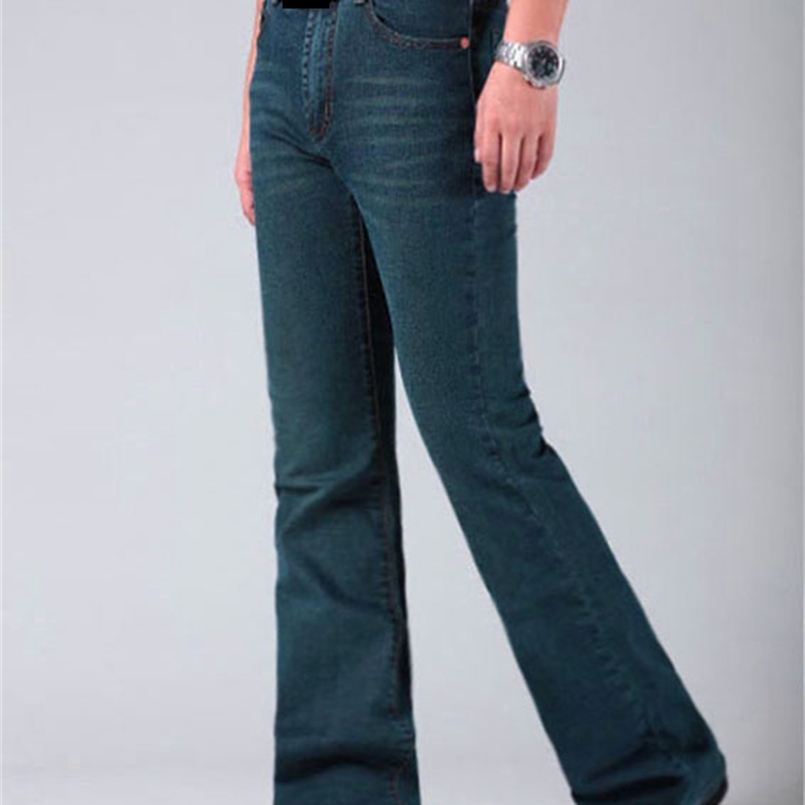 Mens Flared Leg Trousers High Waist Long Flare For Men Bootcut Blue Jeans Hommes bell bottom 201223