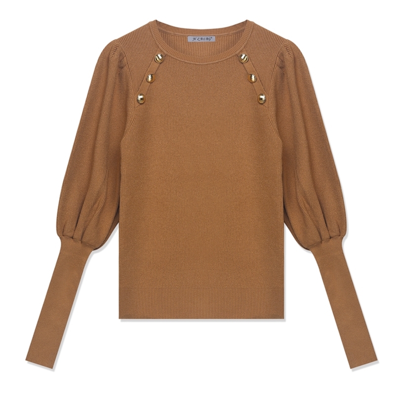HLBCBG High quality puff sleeves Womens Sweaters Fashion Knitted Pullover Sweater Fall Winter Soft Female Jumper Top Jersey Pull 201225