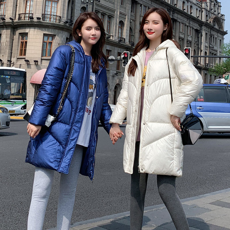 Orwindny Thicken Warm Long Jacket Waterproof Winter Jacket Women Bright Women's Down Cotton Jacket Coat Glossy Hooded Parkas 201019