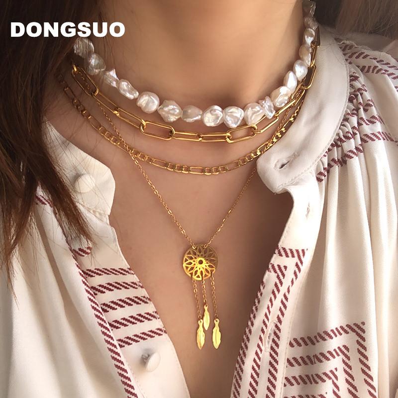 Dongsuo brand chains Choker Necklaces Women 18K gold plated brass copper Metal INS fashion jewelry
Dongsuo brand chains Choker Necklaces Women 18K gold plated brass copper Metal INS fashion jewelry