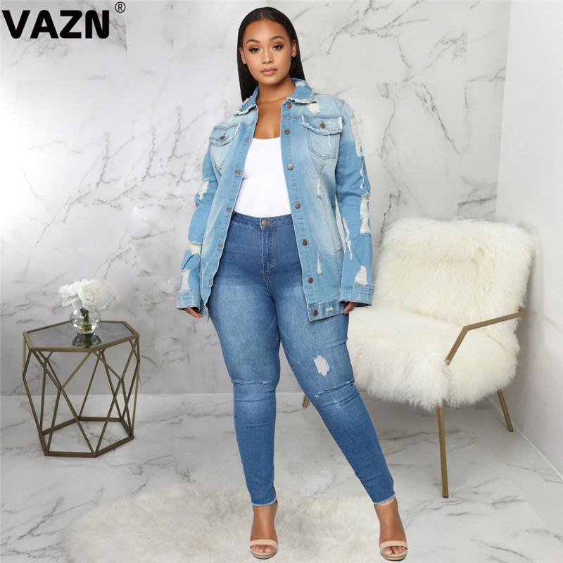 VAZN 2020 Autumn Plus Size Overalls Sexy Young Solid High-end Fashion Full Sleeve Nature Elegant Women Long Denim Outwears, Blue
VAZN 2020 Autumn Plus Size Overalls Sexy Young Solid High-end Fashion Full Sleeve Nature Elegant Women Long Denim Outwears, Blue
