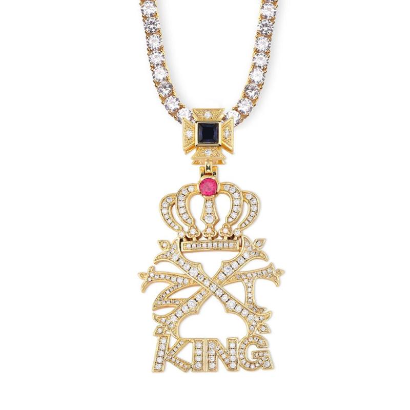 New iced Out CZ stone Crown Letter KING Pendant Necklace Micro Pave Gold Color Bling Charm Tennis Chains Hip Hop Jewelry Rap
New iced Out CZ stone Crown Letter KING Pendant Necklace Micro Pave Gold Color Bling Charm Tennis Chains Hip Hop Jewelry Rap