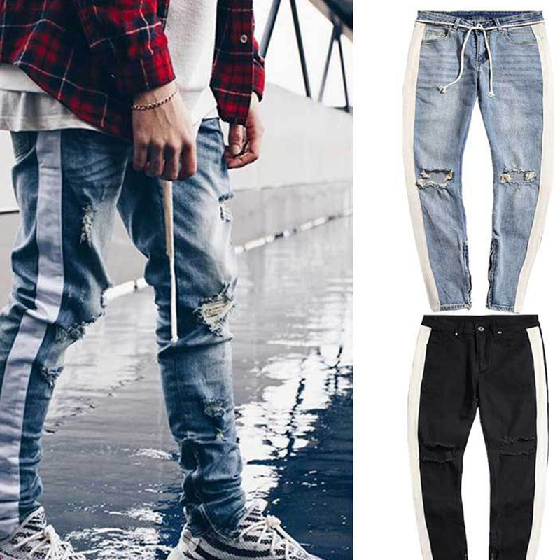 Mens denim pants new arrival ripped tailoring strip zipper trousers slim fit mens small feet jeans size M-XXL, Black
Mens denim pants new arrival ripped tailoring strip zipper trousers slim fit mens small feet jeans size M-XXL, Black