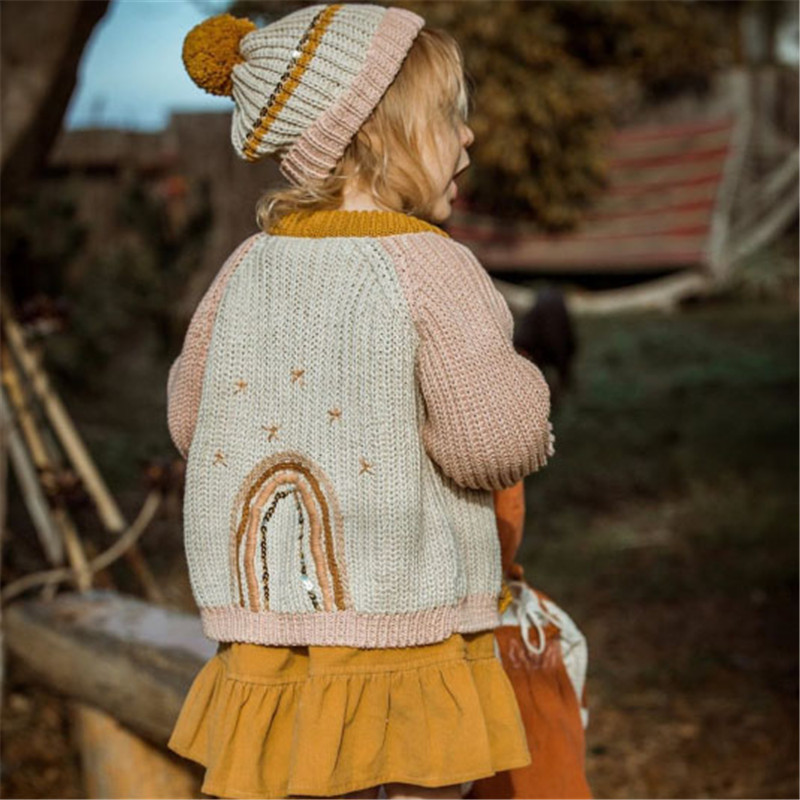 EnkeliBB Beautiful Lovely baby Autumn Winter Kniting Romper Boys and Girls Clothing Rainbow daisy Onesie Wild Wawa 201027