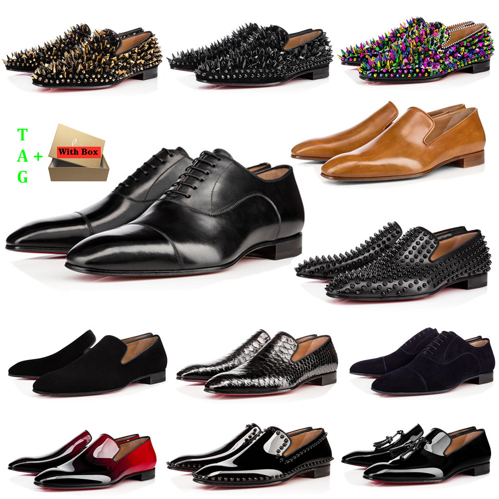 Man Red Bottoms Shoes Designers Low Flat Rivets Embroidery Mens Business Banquet Dress Shoe Luxurys Patent Suede Stylist Spikes Genuine Leat, Black
Man Red Bottoms Shoes Designers Low Flat Rivets Embroidery Mens Business Banquet Dress Shoe Luxurys Patent Suede Stylist Spikes Genuine Leat, Black