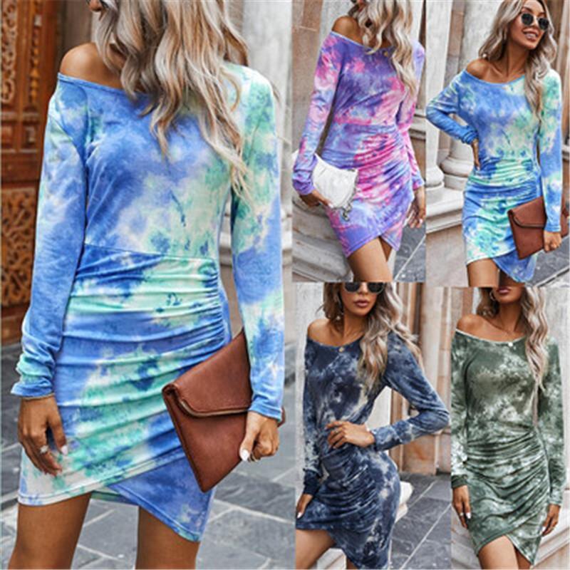 Sexy Ladies Tie Dye Dress Fashion Trend Slim Shirring Long Sleeve Short Skirt Designer Female New Autumn Round Neck Casual Slim Dresses
Sexy Ladies Tie Dye Dress Fashion Trend Slim Shirring Long Sleeve Short Skirt Designer Female New Autumn Round Neck Casual Slim Dresses