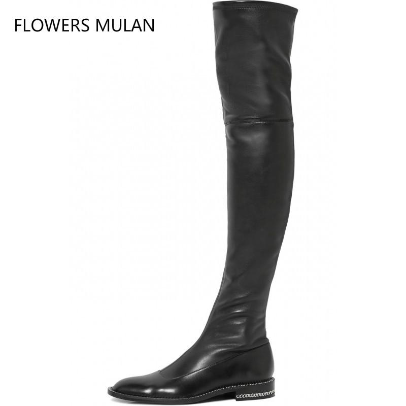 Newest Fashion Over The Knee Boots Woman Round Toe Silver Chain Flat Long Boots Women Fashion Thigh, Black
Newest Fashion Over The Knee Boots Woman Round Toe Silver Chain Flat Long Boots Women Fashion Thigh, Black