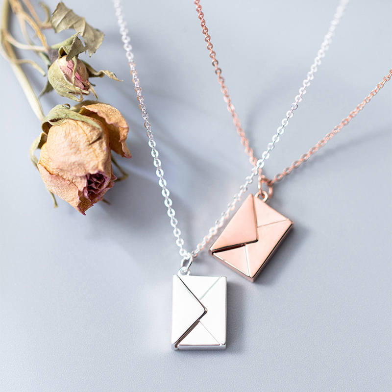 INZATT Real 925 Sterling Silver LOVE YOU Envelope Pendant Necklace For Fashion Women Fine Jewelry Cute Accessories LJ201009