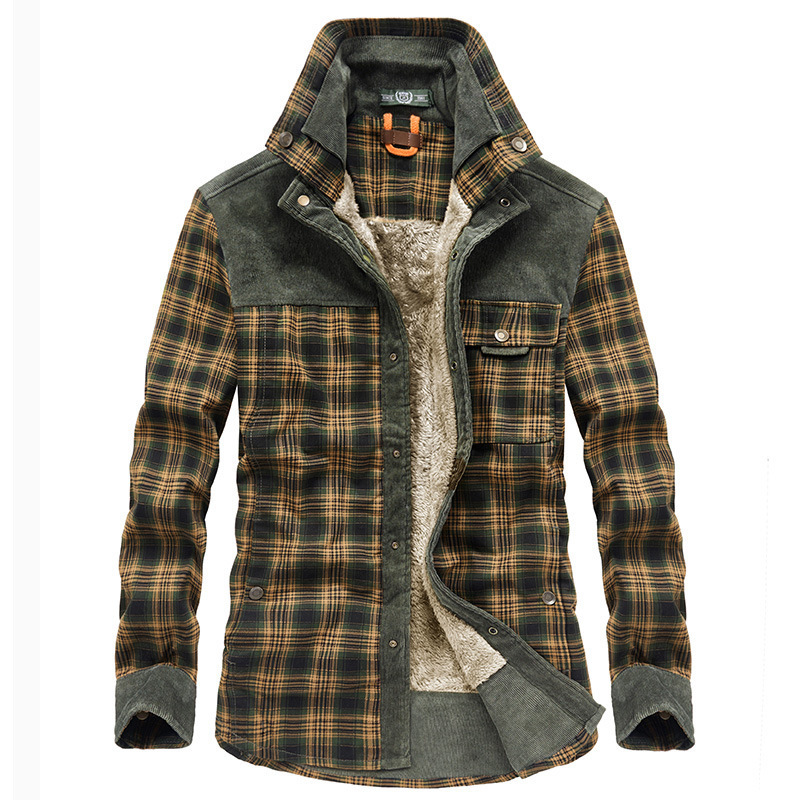Winter Jacket Men Thicken Warm Fleece Jackets Coats Pure Cotton Plaid Jacket Military Clothes Men Chaquetas Hombre Size M-3XL 201116