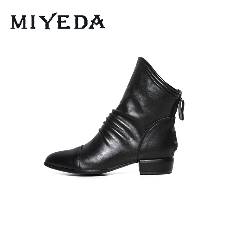 Classic Female Shoes Boot Black Zipper Square Low Heels Women Boots Ankle Pointed Toe Leather Pleated Martin's boots
Classic Female Shoes Boot Black Zipper Square Low Heels Women Boots Ankle Pointed Toe Leather Pleated Martin's boots