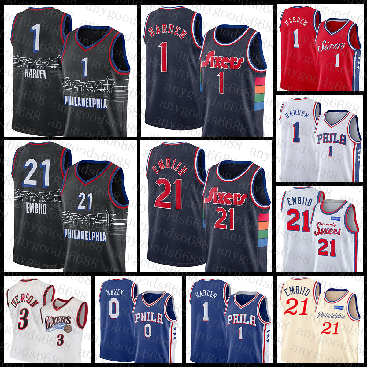 Philadelphias 76er 3 6 Tyrese Maxey James Harden Joel Embiid Basketball Jersey 2021 2022 New 0 1 21 Allen Iverson Julius Erving Gradient, Black;red
Philadelphias 76er 3 6 Tyrese Maxey James Harden Joel Embiid Basketball Jersey 2021 2022 New 0 1 21 Allen Iverson Julius Erving Gradient, Black;red