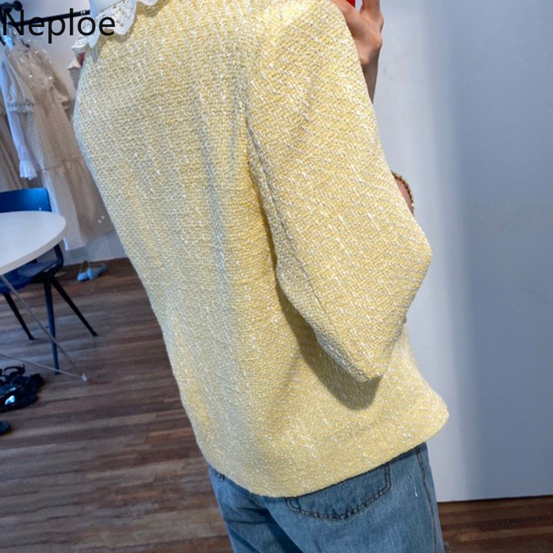 Neploe Lace Patchwork Jacket Women spring Korean Ins Single Breatsed Long Sleeve Coats Femme Loose Fashion Ladies Top 1C856 201112